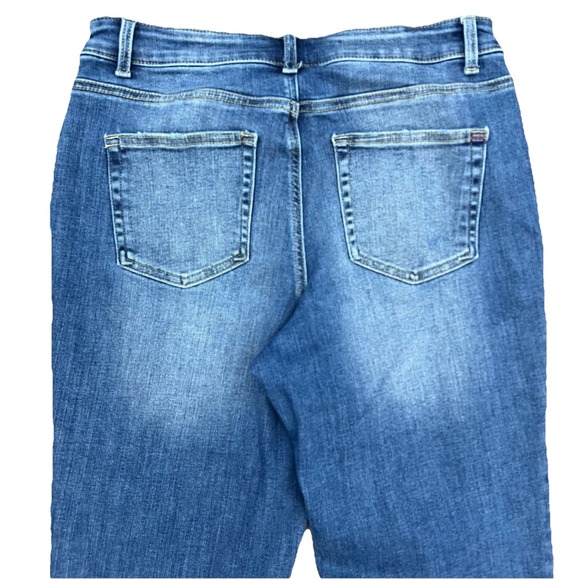 Edgely Maurices Jeans Size 14 High Rise Front Seam Flare Retro Boho Raw Hem Blue - Picture 6 of 11